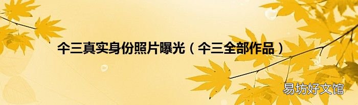 仐三全部作品 仐三真实身份照片曝光
