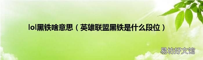 英雄联盟黑铁是什么段位 lol黑铁啥意思