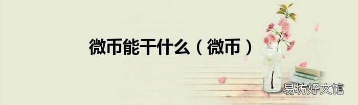 微币 微币能干什么
