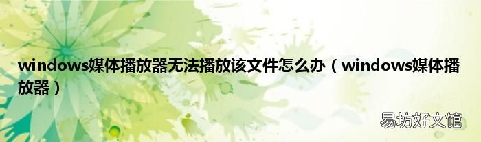 windows媒体播放器 windows媒体播放器无法播放该文件怎么办