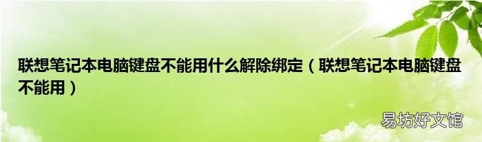 联想笔记本电脑键盘不能用 联想笔记本电脑键盘不能用什么解除绑定