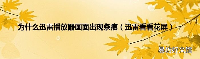 迅雷看看花屏 为什么迅雷播放器画面出现条痕