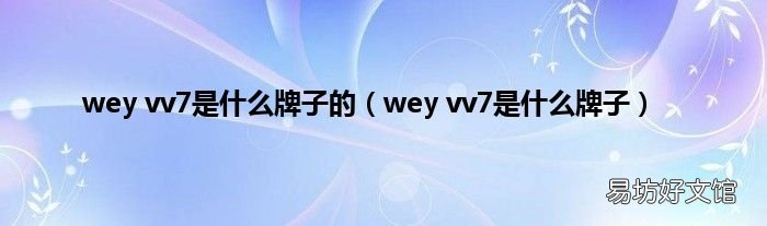 wey vv7是什么牌子 wey vv7是什么牌子的