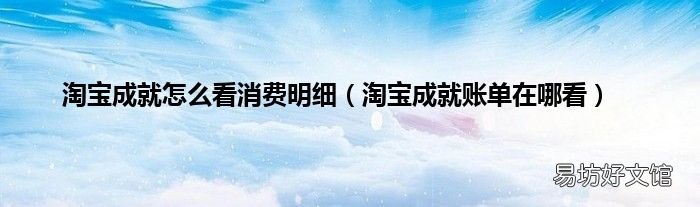 淘宝成就账单在哪看 淘宝成就怎么看消费明细