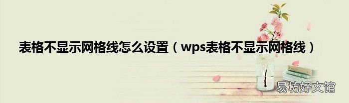 wps表格不显示网格线 表格不显示网格线怎么设置