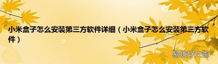 小米盒子怎么安装第三方软件 小米盒子怎么安装第三方软件详细