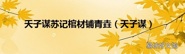 天子谋 天子谋苏记棺材铺青垚