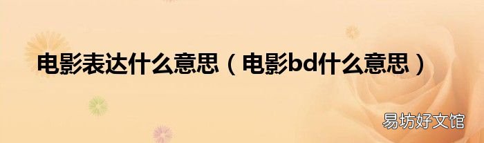 电影bd什么意思 电影表达什么意思