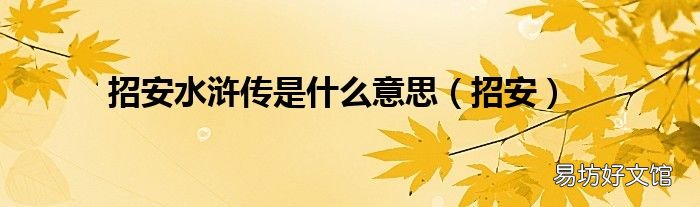 招安 招安水浒传是什么意思