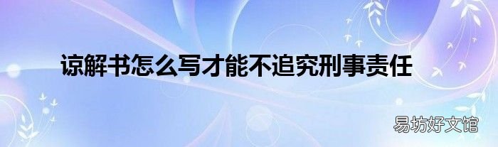 谅解书怎么写才能不追究刑事责任