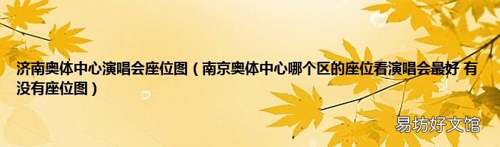 南京奥体中心哪个区的座位看演唱会最好 有没有座位图 济南奥体中心演唱会座位图