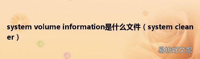 system cleaner system volume information是什么文件