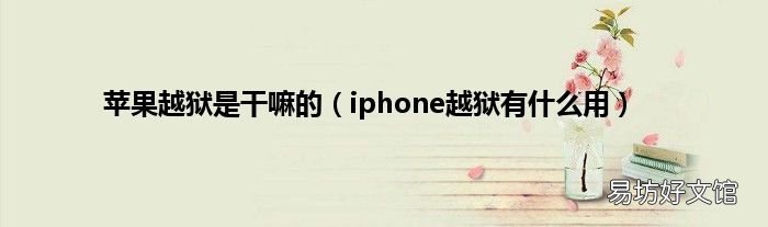 iphone越狱有什么用 苹果越狱是干嘛的