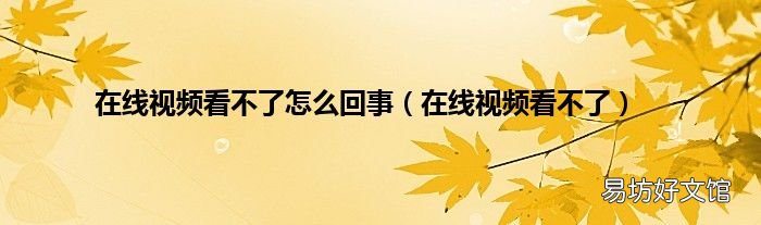 在线视频看不了 在线视频看不了怎么回事
