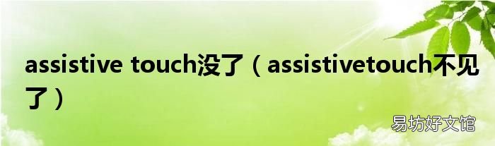 assistivetouch不见了 assistive touch没了