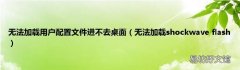 无法加载shockwave flash 无法加载用户配置文件进不去桌面
