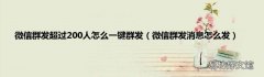 微信群发消息怎么发 微信群发超过200人怎么一键群发