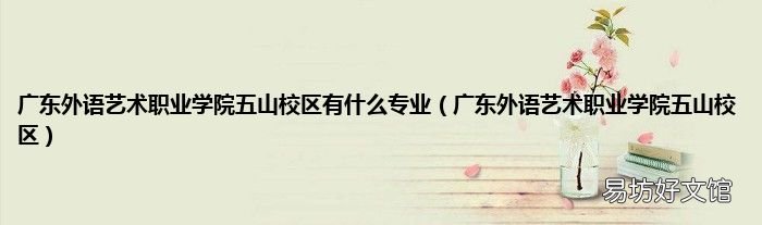 广东外语艺术职业学院五山校区 广东外语艺术职业学院五山校区有什么专业
