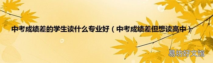 中考成绩差但想读高中 中考成绩差的学生读什么专业好
