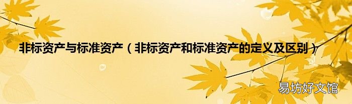 非标资产和标准资产的定义及区别 非标资产与标准资产