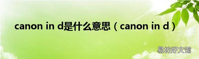 canon in d canon in d是什么意思
