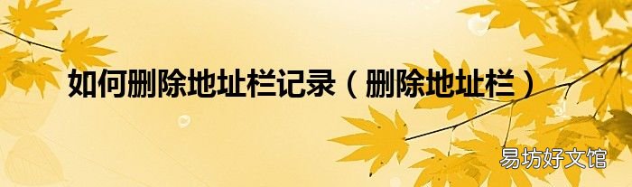 删除地址栏 如何删除地址栏记录