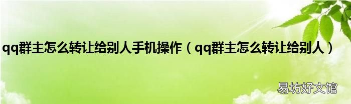 qq群主怎么转让给别人 qq群主怎么转让给别人手机操作