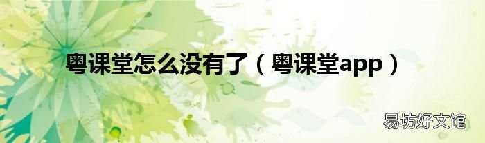 粤课堂app 粤课堂怎么没有了