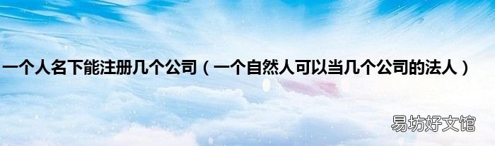 一个自然人可以当几个公司的法人 一个人名下能注册几个公司