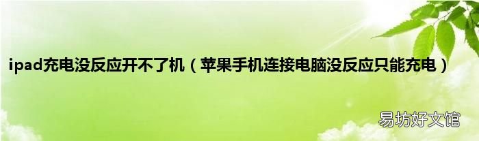 苹果手机连接电脑没反应只能充电 ipad充电没反应开不了机
