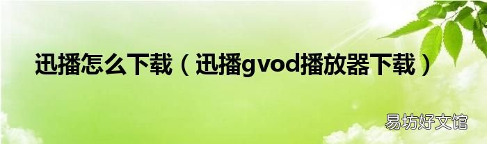 迅播gvod播放器下载 迅播怎么下载