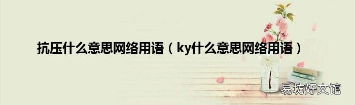 ky什么意思网络用语 抗压什么意思网络用语