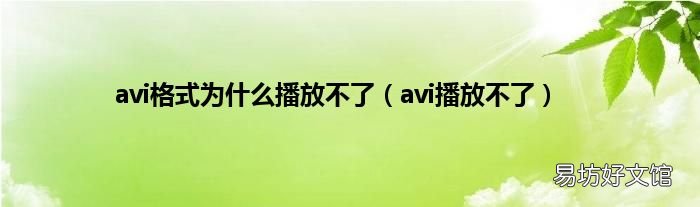 avi播放不了 avi格式为什么播放不了