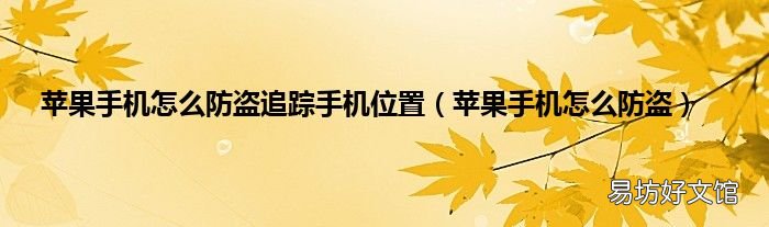 苹果手机怎么防盗 苹果手机怎么防盗追踪手机位置
