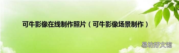 可牛影像场景制作 可牛影像在线制作照片