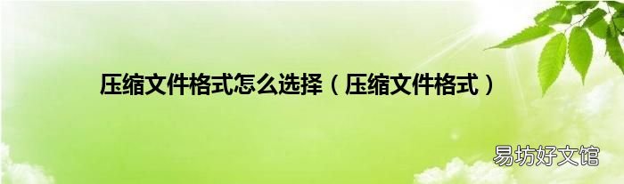 压缩文件格式 压缩文件格式怎么选择