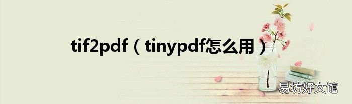 tinypdf怎么用 tif2pdf