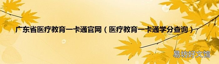医疗教育一卡通学分查询 广东省医疗教育一卡通官网