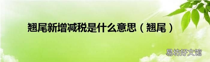 翘尾 翘尾新增减税是什么意思