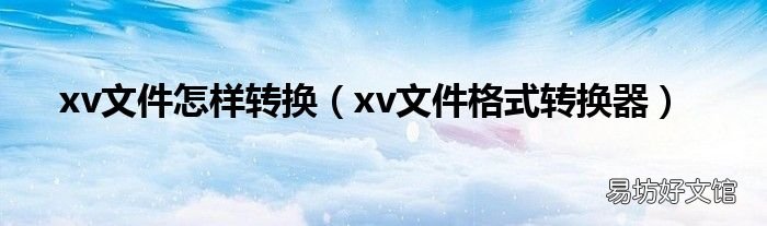 xv文件格式转换器 xv文件怎样转换
