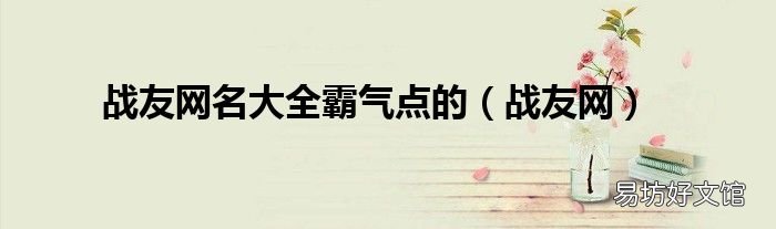 战友网 战友网名大全霸气点的