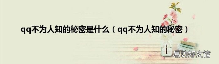 qq不为人知的秘密 qq不为人知的秘密是什么