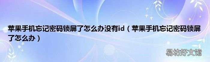 苹果手机忘记密码锁屏了怎么办 苹果手机忘记密码锁屏了怎么办没有id