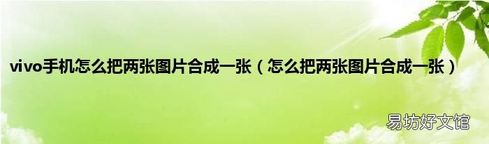 怎么把两张图片合成一张 vivo手机怎么把两张图片合成一张