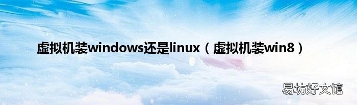 虚拟机装win8 虚拟机装windows还是linux