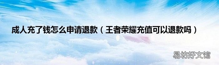 王者荣耀充值可以退款吗 成人充了钱怎么申请退款