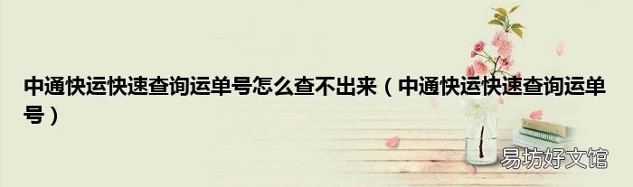 中通快运快速查询运单号 中通快运快速查询运单号怎么查不出来