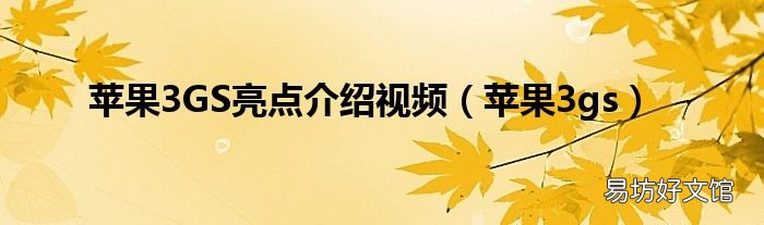 苹果3gs 苹果3GS亮点介绍视频