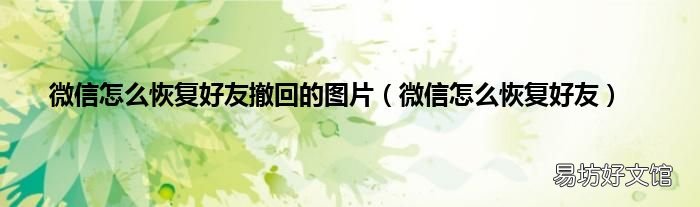 微信怎么恢复好友 微信怎么恢复好友撤回的图片