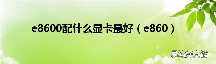 e860 e8600配什么显卡最好